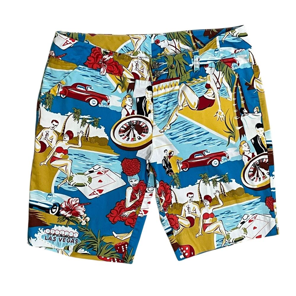 Loudmouth Ladies Shorts Sz 10 Las Vegas Casino Print Golf All Over Print Womens